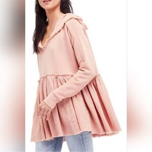 Free people summer dreams hoodie pullover gauze oversized shirt dress size S